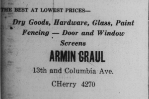 A June, 1930 ad for Armin Graul's eastside store.
